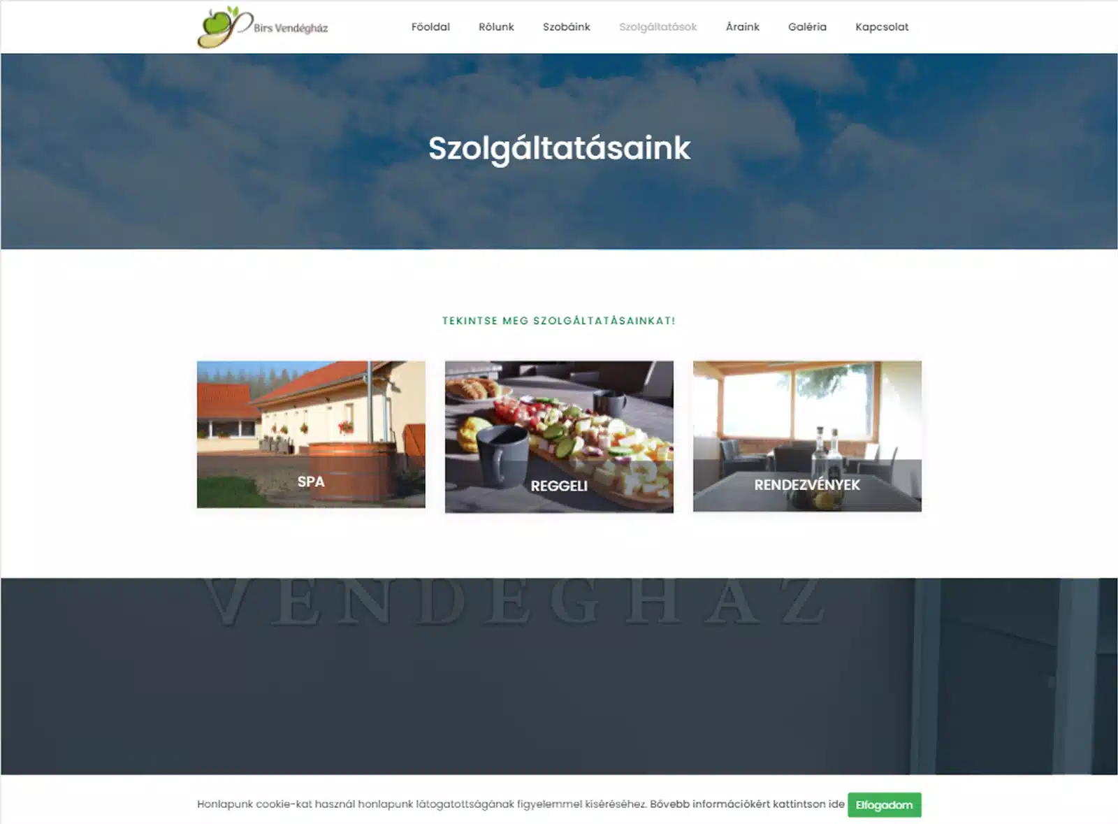 Weboldal készítés - birsvendeghaz.hu - 2