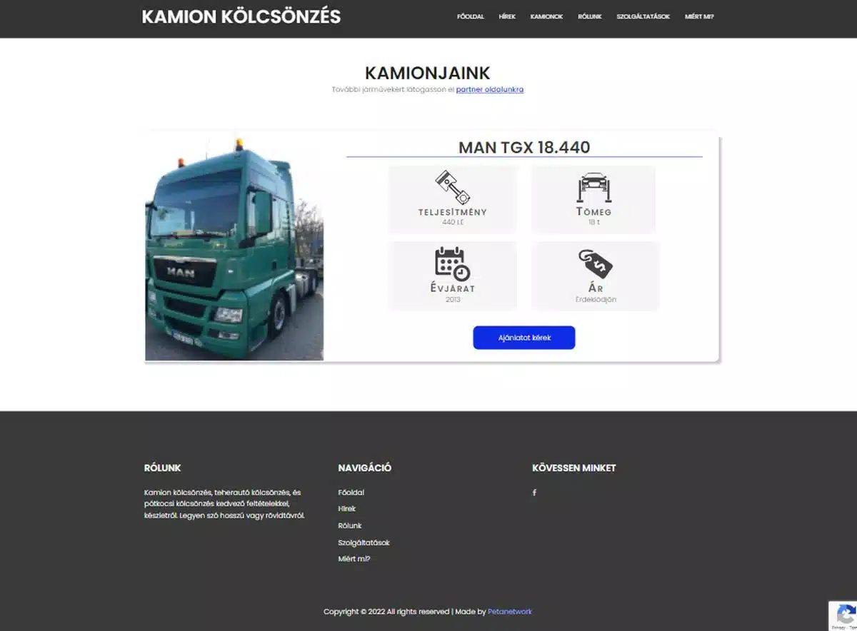 Weboldal készítés - kamionkolcsonzes.hu - 3