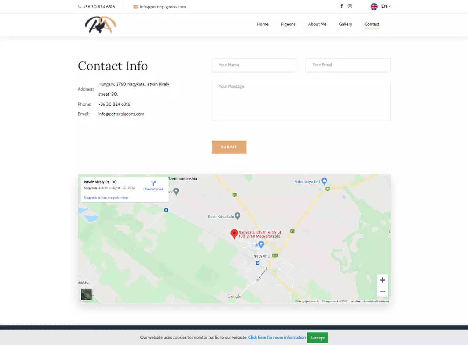 Weboldal készítés - potterpigeons.com - 3
