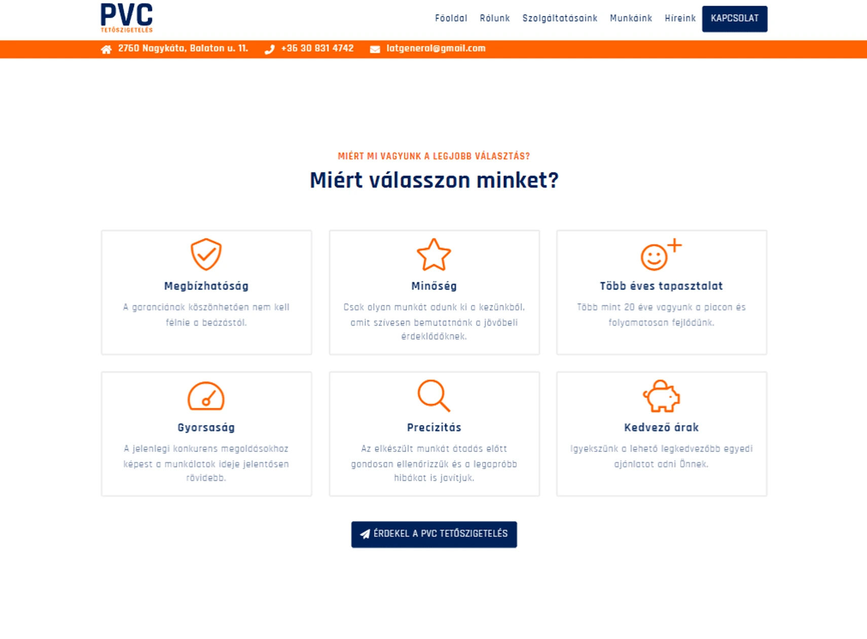 Weboldal készítés - pvc-tetoszigeteles.hu - 2