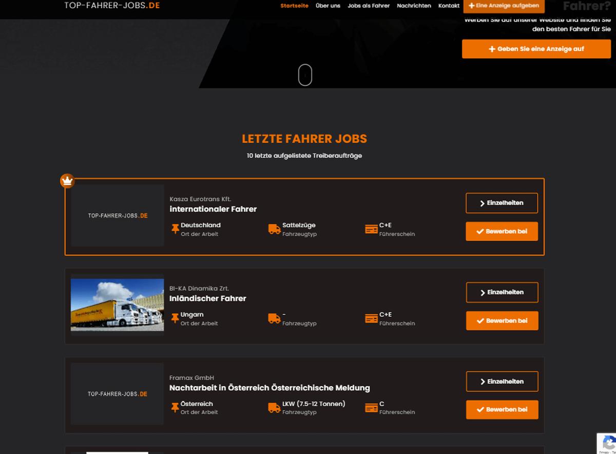 Egyedi webalkalmazás fejlesztés - fahrersjobs.de - 1